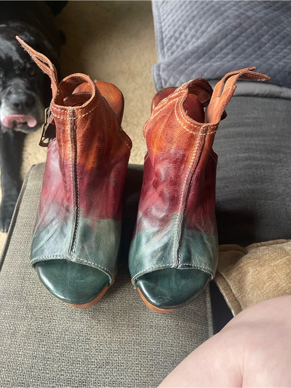 Bed Stu Imelda Bird of Paradise Learher Platform Wedge Slingbacks